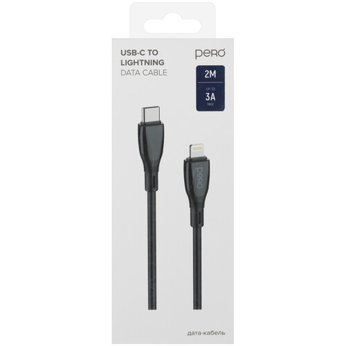 Купить Кабель круглый PERO Lightning 8-pin - USB Type-C черный 2 м  5474206. Характеристики, отзывы и цены в Донецке