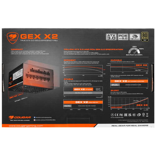 Купить Блок питания Cougar GEX X2 850  5065115. Характеристики, отзывы и цены в Донецке