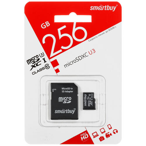 Купить Карта памяти Smartbuy microSDXC 256 ГБ [SB256GBSDU3-01]  5408631. Характеристики, отзывы и цены в Донецке