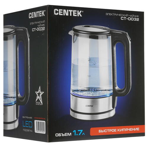 Купить Электрочайник Centek CT-0032 серебристый  5356602. Характеристики, отзывы и цены в Донецке