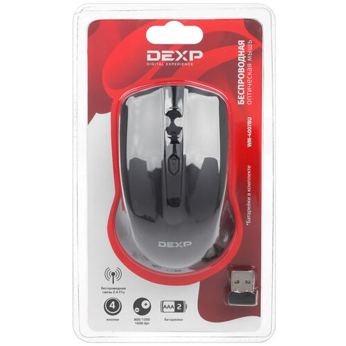 Купить Мышь беспроводная DEXP WM-4007BU  черный  1127328. Характеристики, отзывы и цены в Донецке