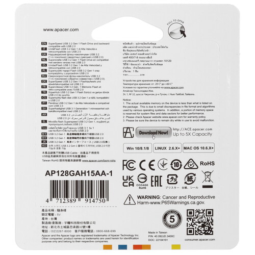 Купить Память USB Flash 128 ГБ Apacer AH15A  5456198. Характеристики, отзывы и цены в Донецке