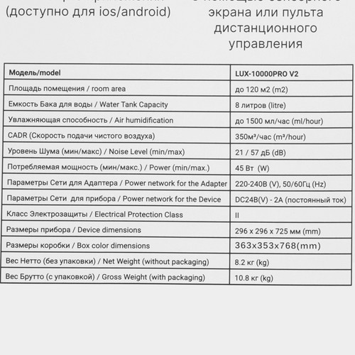 Купить Климатический комплекс iCLIMA LUX-10000PRO V2 белый  9325686. Характеристики, отзывы и цены в Донецке