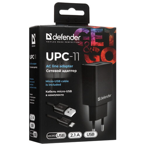 Купить Сетевое зарядное устройство Defender UPC-11 черный  5466517. Характеристики, отзывы и цены в Донецке