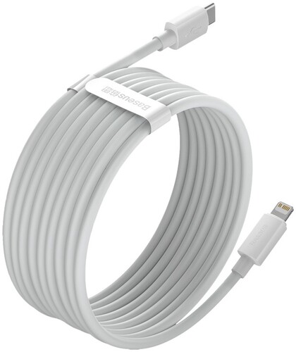 Купить Кабель круглый Baseus Lightning 8-pin - USB Type-C белый 1.5 м  5627693. Характеристики, отзывы и цены в Донецке