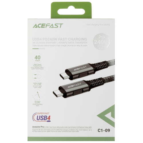 Купить Кабель круглый ACEFAST USB Type-C - USB Type-C черный 1 м  5440781. Характеристики, отзывы и цены в Донецке