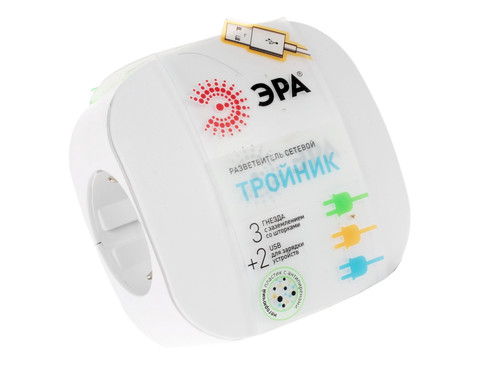 Купить Разветвитель ЭРА SP-3e-USB-2A белый  1084053. Характеристики, отзывы и цены в Донецке