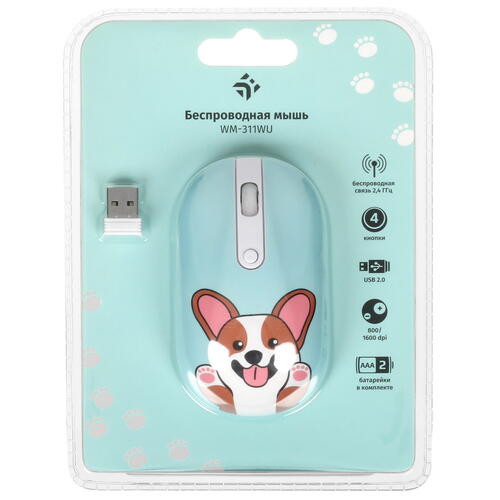 Купить Мышь беспроводная DEXP WM-311WU Happy dog  голубой  5404133. Характеристики, отзывы и цены в Донецке