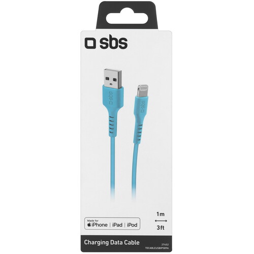 Купить Кабель круглый SBS Lightning 8-pin MFI - USB 2.0 Type-A голубой 1 м  5471858. Характеристики, отзывы и цены в Донецке