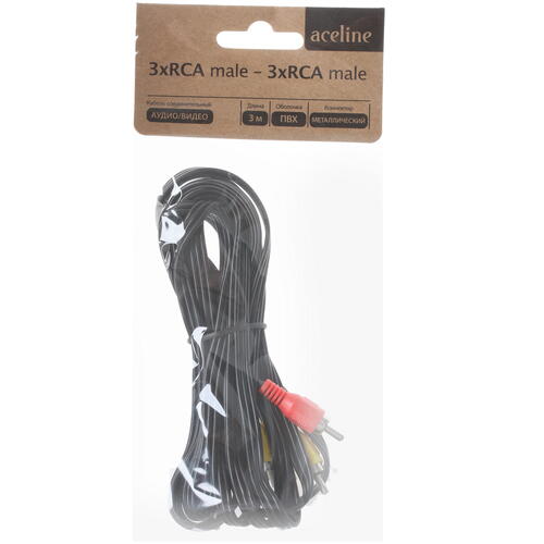 Купить Кабель   Aceline RCA x3 - RCA x3 черный  1380021. Характеристики, отзывы и цены в Донецке