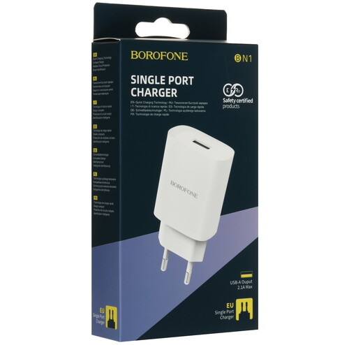 Купить Сетевое зарядное устройство Borofone BN1 белый  5474719. Характеристики, отзывы и цены в Донецке