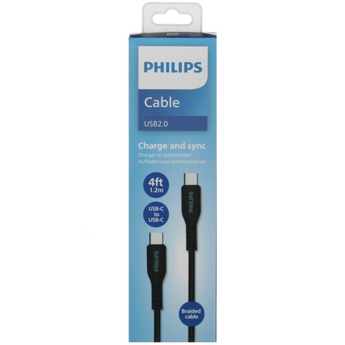 Купить Кабель круглый PHILIPS USB Type-C - USB Type-C черный 1.2 м  5492642. Характеристики, отзывы и цены в Донецке