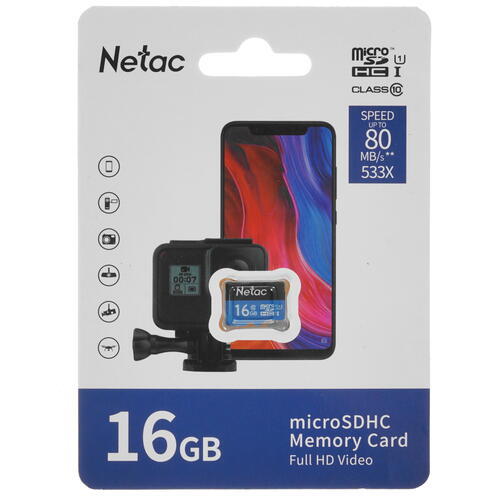 Купить Карта памяти Netac microSDHC 16 ГБ [NT02P500STN-016G-S]  4821293. Характеристики, отзывы и цены в Донецке