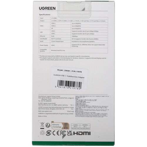 Купить Док-станция Ugreen CM681  9146523. Характеристики, отзывы и цены в Донецке