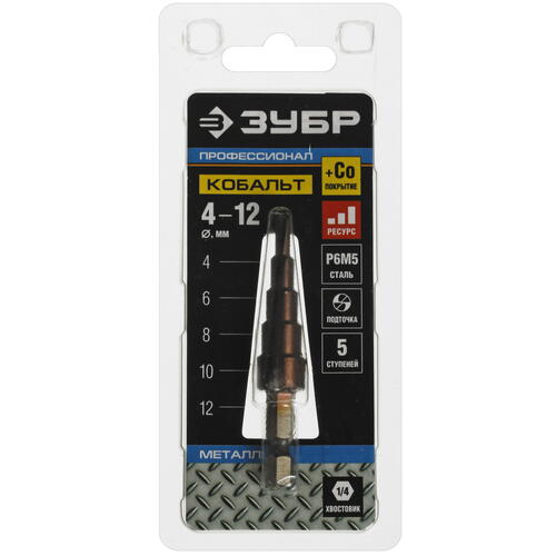 Купить Сверло ступенчатое ЗУБР 29672-4-12-5_z01  5062153. Характеристики, отзывы и цены в Донецке