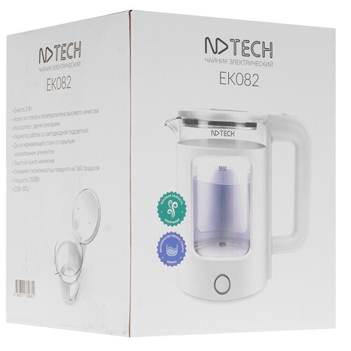 Купить Электрочайник NDTech EK082 белый  9300773. Характеристики, отзывы и цены в Донецке