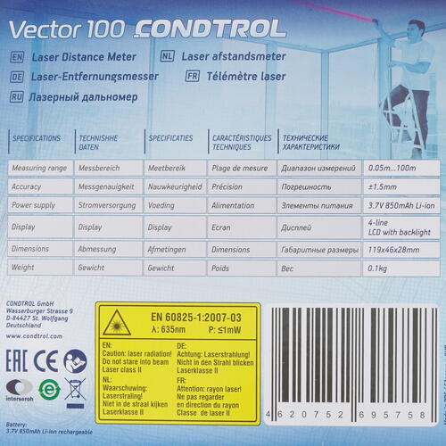 Купить Лазерный дальномер Condtrol Vector 100  8184845. Характеристики, отзывы и цены в Донецке