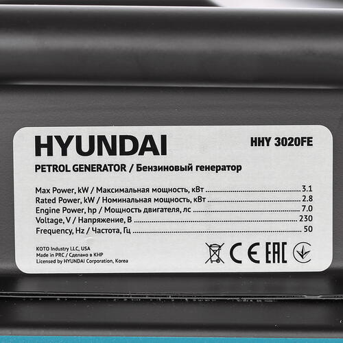 Купить Электрогенератор   бензиновый Hyundai HHY 3020FE  1289224. Характеристики, отзывы и цены в Донецке