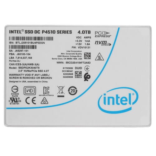 Купить 4096 ГБ Серверный SSD накопитель Intel DC P4510 Series [SSDPE2KX040T801]  4737643. Характеристики, отзывы и цены в Донецке