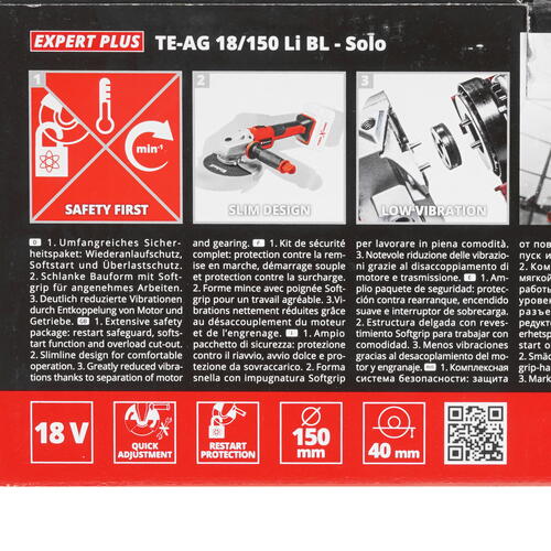 Купить Углошлифовальная машина (УШМ) Einhell PXC TE-AG 18/150 Li BL - Solo Power X Change 18V  , Без ЗУ, Без АКБ  5322662. Характеристики, отзывы и цены в Донецке