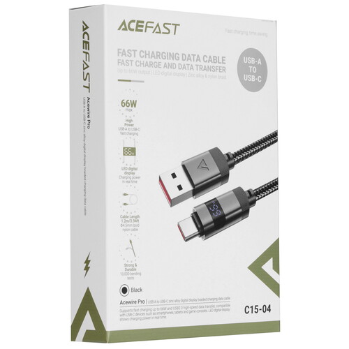 Купить Кабель круглый ACEFAST USB Type-C - USB 2.0 Type-A серый 1.2 м  9258681. Характеристики, отзывы и цены в Донецке