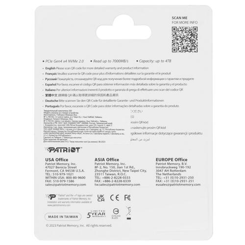 Купить 1000 ГБ M.2 NVMe накопитель Patriot P400 [P400P1TBM28H]  5447348. Характеристики, отзывы и цены в Донецке