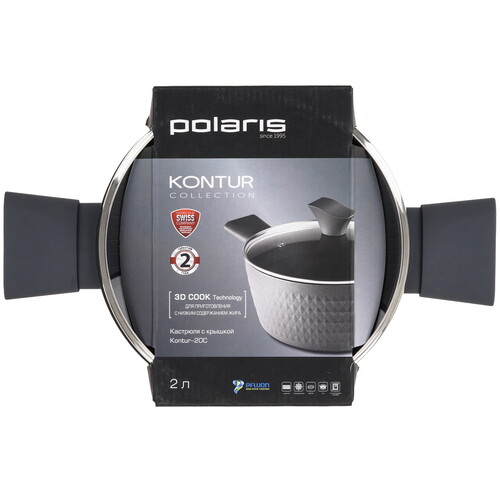 Купить Кастрюля Polaris Kontur-20C 2 л 20 см черный  9139971. Характеристики, отзывы и цены в Донецке
