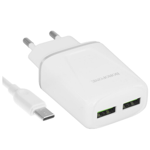 Купить Сетевое зарядное устройство Borofone BA54A белый  9244353. Характеристики, отзывы и цены в Донецке