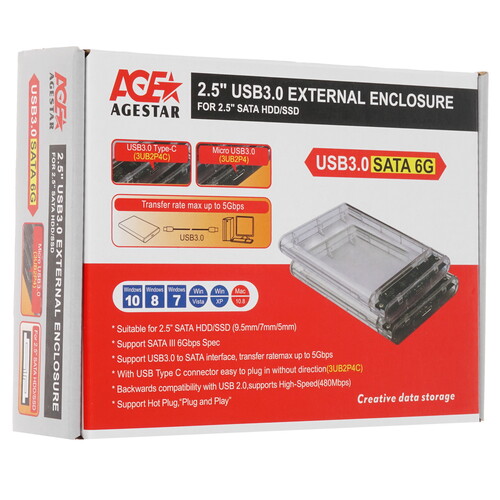 Купить 2.5" Внешний бокс AgeStar 3UB2P4  4870276. Характеристики, отзывы и цены в Донецке