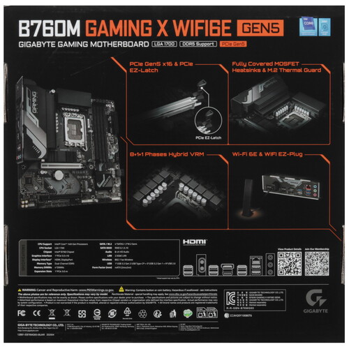 Купить Материнская плата GIGABYTE B760M GAMING X WIFI6E GEN5  5633321. Характеристики, отзывы и цены в Донецке