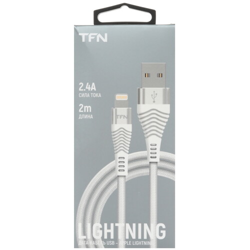 Купить Кабель круглый TFN Lightning 8-pin - USB 2.0 Type-A белый 2 м  5616518. Характеристики, отзывы и цены в Донецке