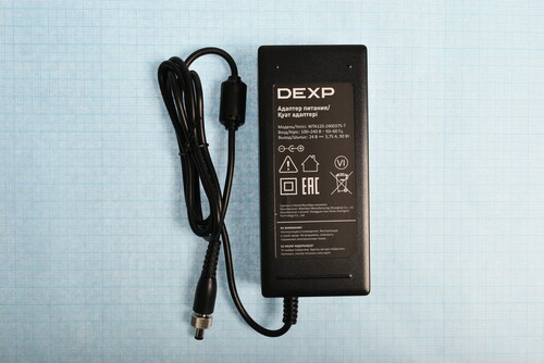 Купить Адаптер питания (DEXP) 24V - 3.75A [AC-in: IEC C8; DC-out: D=5,4mm_d=2.1mm_L=8mm] (Black)  7726873. Характеристики, отзывы и цены в Донецке