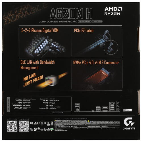 Купить Материнская плата GIGABYTE A620M H  5429551. Характеристики, отзывы и цены в Донецке