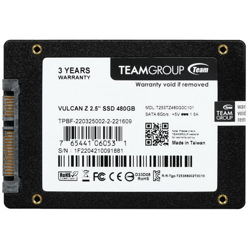 Купить 480 ГБ 2.5" SATA накопитель TEAMGROUP VULCAN Z [T253TZ480G0C101]  5043205. Характеристики, отзывы и цены в Донецке