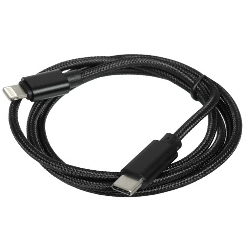 Купить Кабель круглый Атом Lightning 8-pin - USB Type-C черный 1 м  5480101. Характеристики, отзывы и цены в Донецке