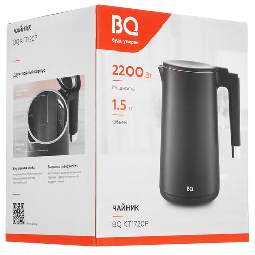 Купить Электрочайник BQ KT1720P черный  9072997. Характеристики, отзывы и цены в Донецке