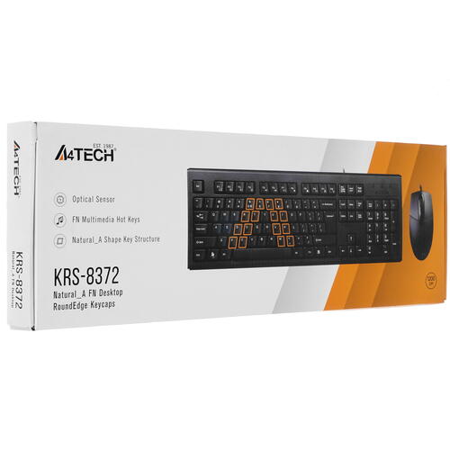 Купить Клавиатура+мышь  проводная  A4Tech KRS-8372 черный  1154752. Характеристики, отзывы и цены в Донецке