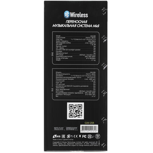 Купить Портативная аудиосистема GINZZU GM-208, черный  1694901. Характеристики, отзывы и цены в Донецке