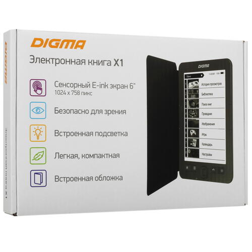 Купить 6" Электронная книга Digma X1 серый + чехол  5347900. Характеристики, отзывы и цены в Донецке