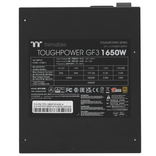 Купить Блок питания Thermaltake Toughpower GF3 1650W [PS-TPD-1650FNFAGE-4] черный  5043444. Характеристики, отзывы и цены в Донецке