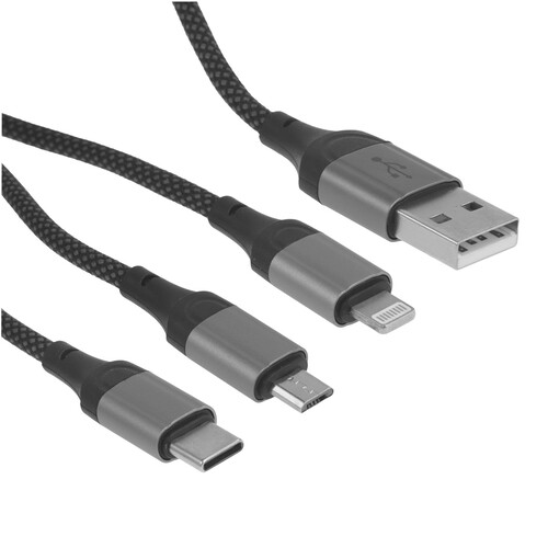 Купить Кабель круглый Hoco Lightning 8-pin, micro USB, USB Type-C - USB 2.0 Type-A черный 1 м  9244504. Характеристики, отзывы и цены в Донецке