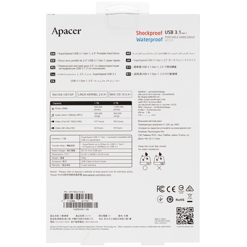 Купить 1 ТБ Внешний HDD Apacer AC731  1369394. Характеристики, отзывы и цены в Донецке