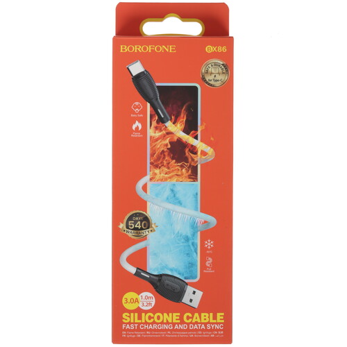 Купить Кабель круглый Borofone USB Type-C - USB 2.0 Type-A белый 1 м  5475022. Характеристики, отзывы и цены в Донецке