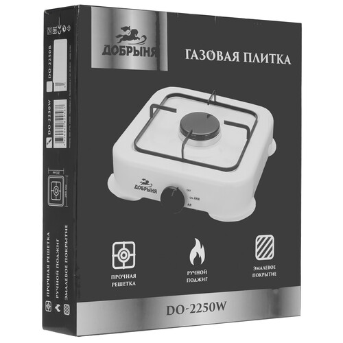 Купить Газовая плитка Добрыня DO-2250W белый  9213019. Характеристики, отзывы и цены в Донецке