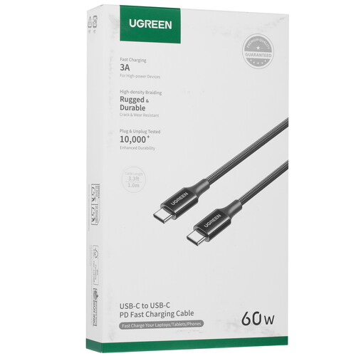 Купить Кабель круглый Ugreen USB Type-C - USB Type-C черный 1 м  5624652. Характеристики, отзывы и цены в Донецке