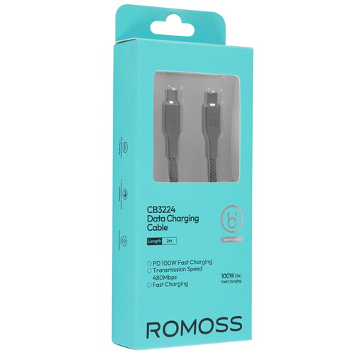 Купить Кабель круглый Romoss USB Type-C - USB Type-C серый 2 м  9255489. Характеристики, отзывы и цены в Донецке