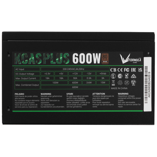 Купить Блок питания Formula KCAS PLUS 600W [KCAS PLUS 600 PLUS] черный  5614598. Характеристики, отзывы и цены в Донецке