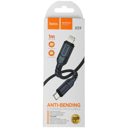 Купить Кабель круглый Hoco Lightning 8-pin - USB Type-C синий 1 м  5475070. Характеристики, отзывы и цены в Донецке