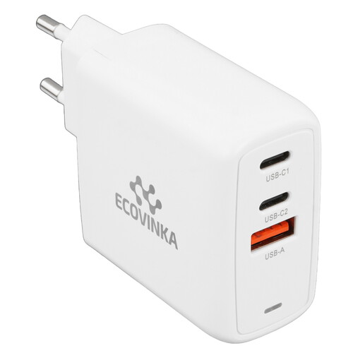 Купить Сетевое зарядное устройство ECOVINKA GAN-67UE белый  9139788. Характеристики, отзывы и цены в Донецке