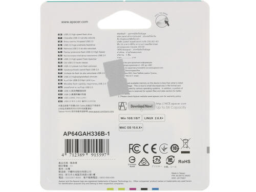 Купить Память USB Flash 64 ГБ Apacer AH336 [AP64GAH336B-1]  1240027. Характеристики, отзывы и цены в Донецке